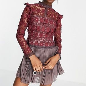 Long Sleeve Lace Mini Dress